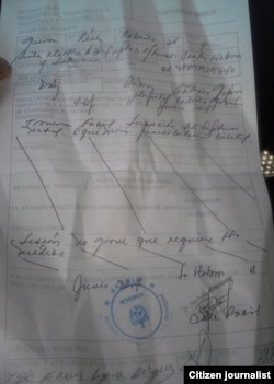Certificado de lesiones.